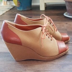 Madewell 1937 Peep toe lace up booties